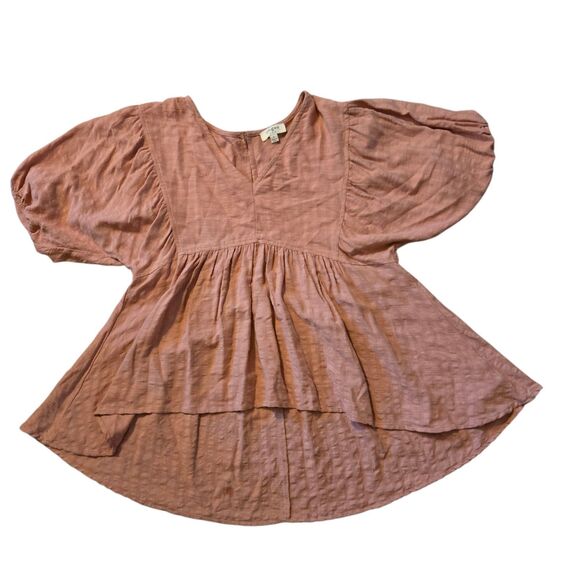 Umgee Tunic Size S Linen Blend Baby Doll Petal Pink Beachy Coastal Boho - Picture 1 of 7